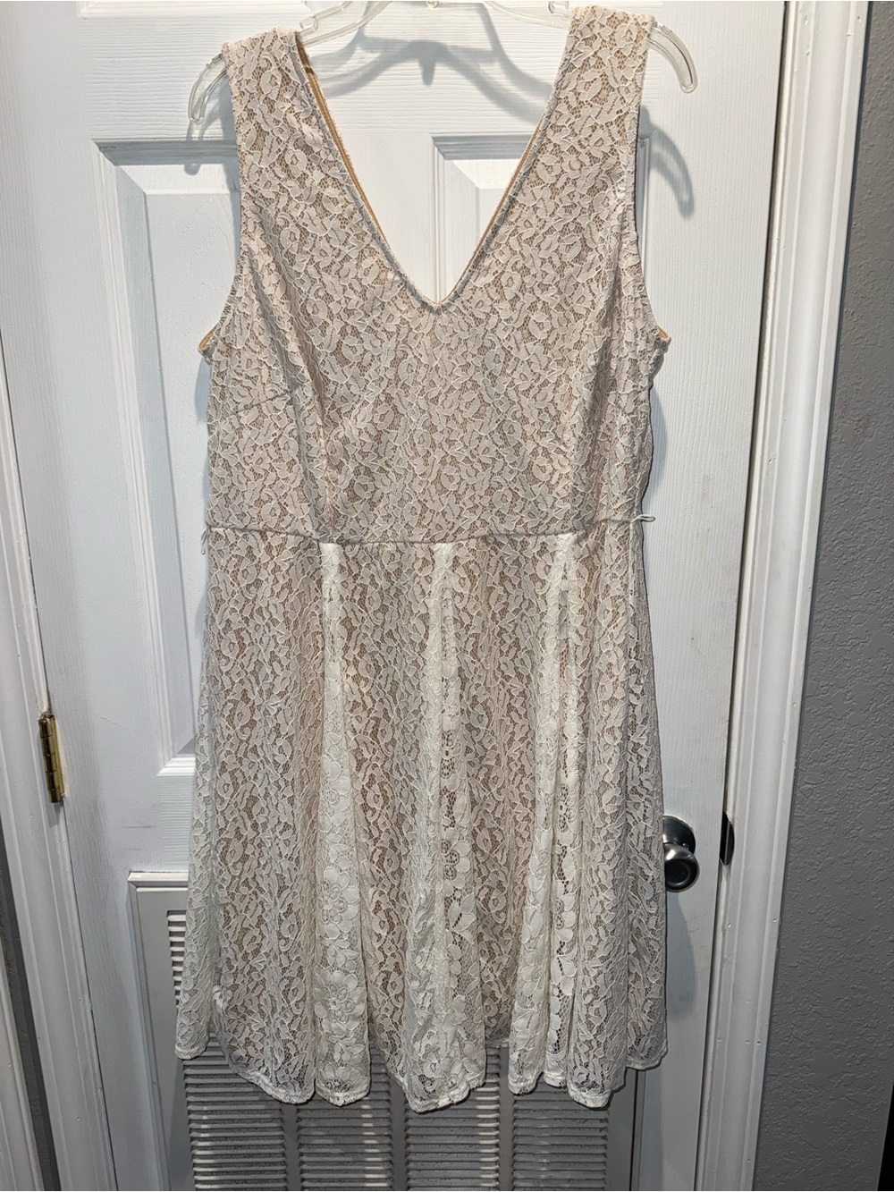 Lane Bryant Size 18 Ivory Floral Lace Fit & Flare Dress Plus Size